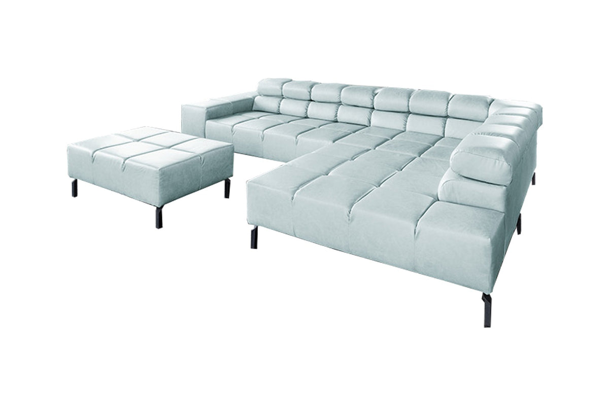 KAWOLA Sofa NELSON Ecksofa Leder hellblau
