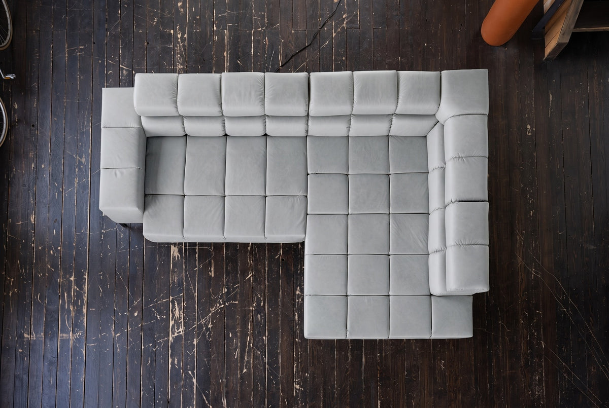 KAWOLA Sofa NELSON Ecksofa Leder hellgrau