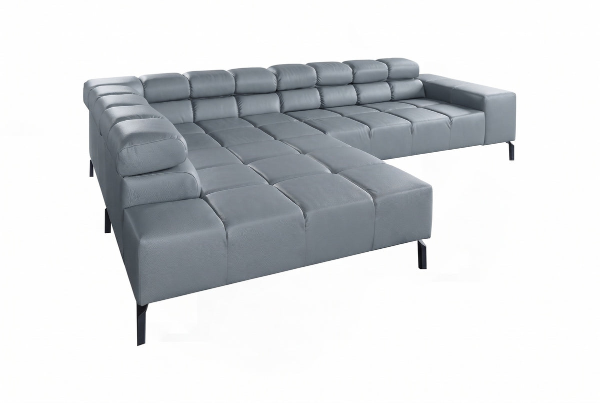 KAWOLA Sofa NELSON Ecksofa Leder hellgrau