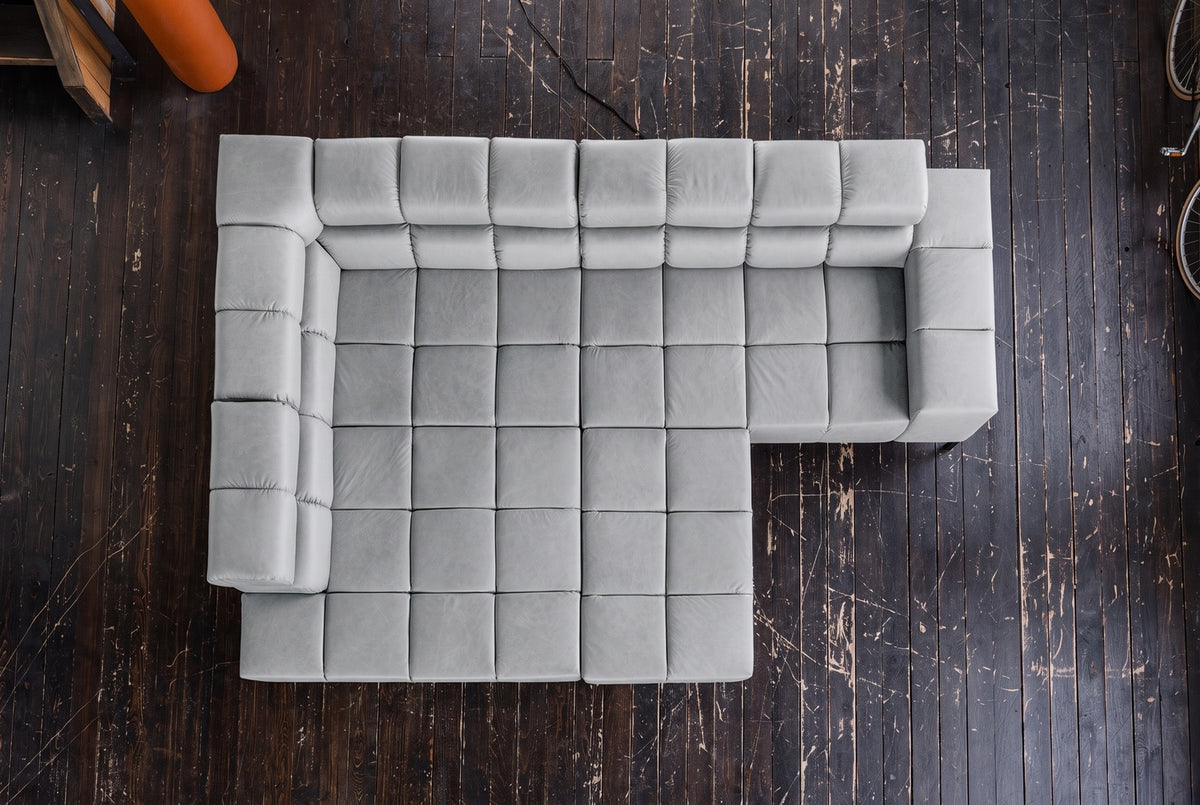 KAWOLA Sofa NELSON Ecksofa Leder hellgrau