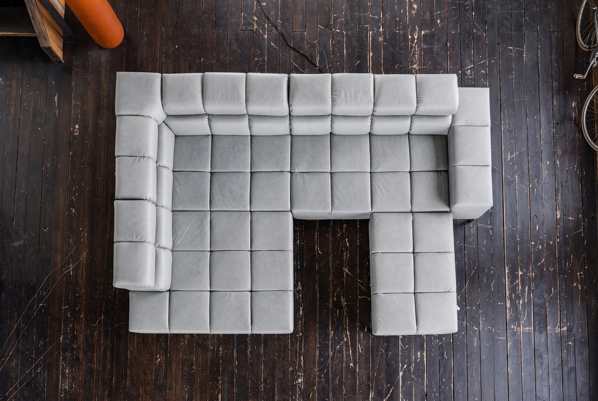 KAWOLA Sofa NELSON Ecksofa Leder hellgrau