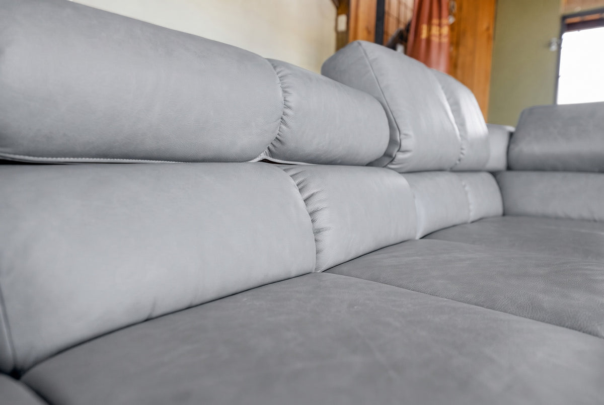 KAWOLA Sofa NELSON Ecksofa Leder hellgrau