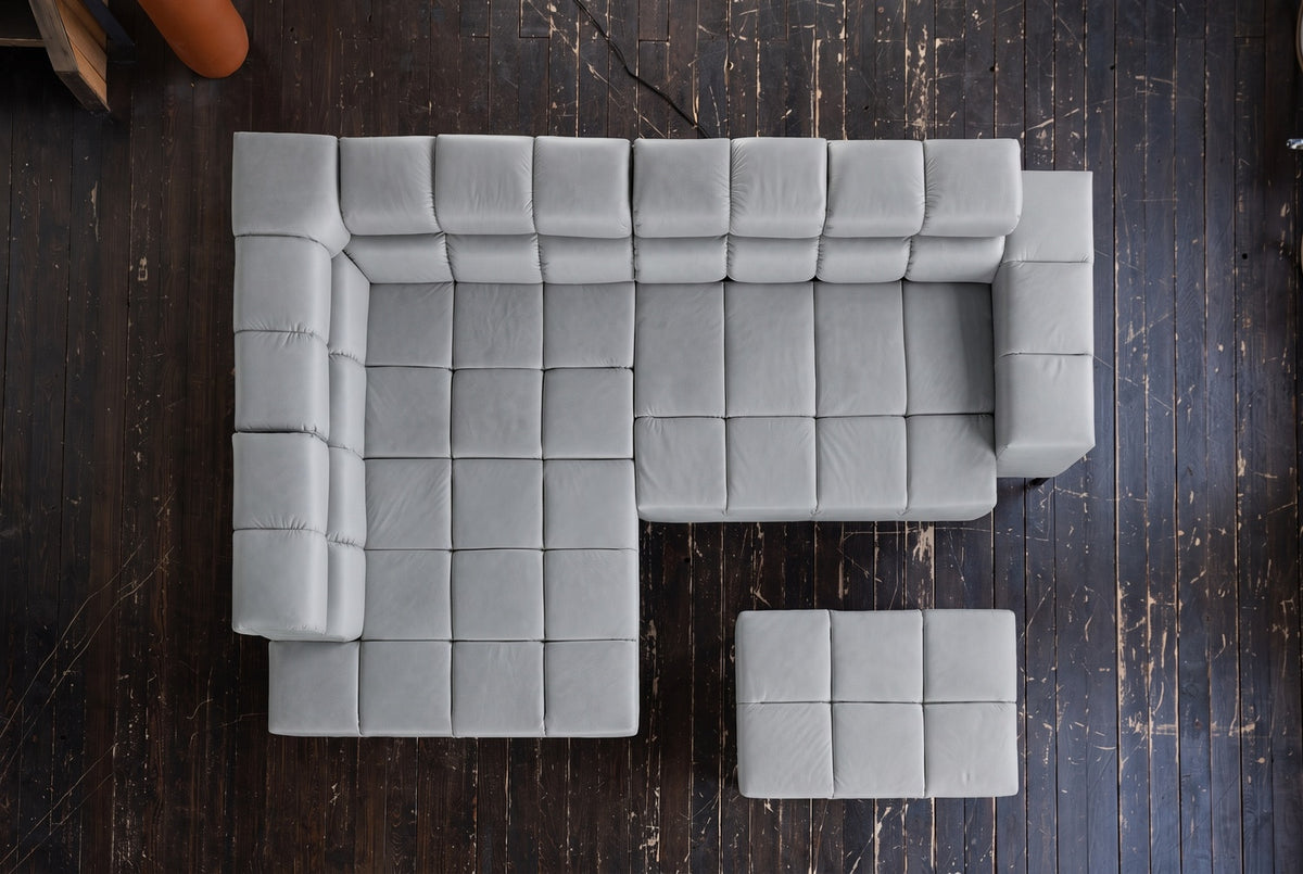 KAWOLA Sofa NELSON Ecksofa Leder hellgrau