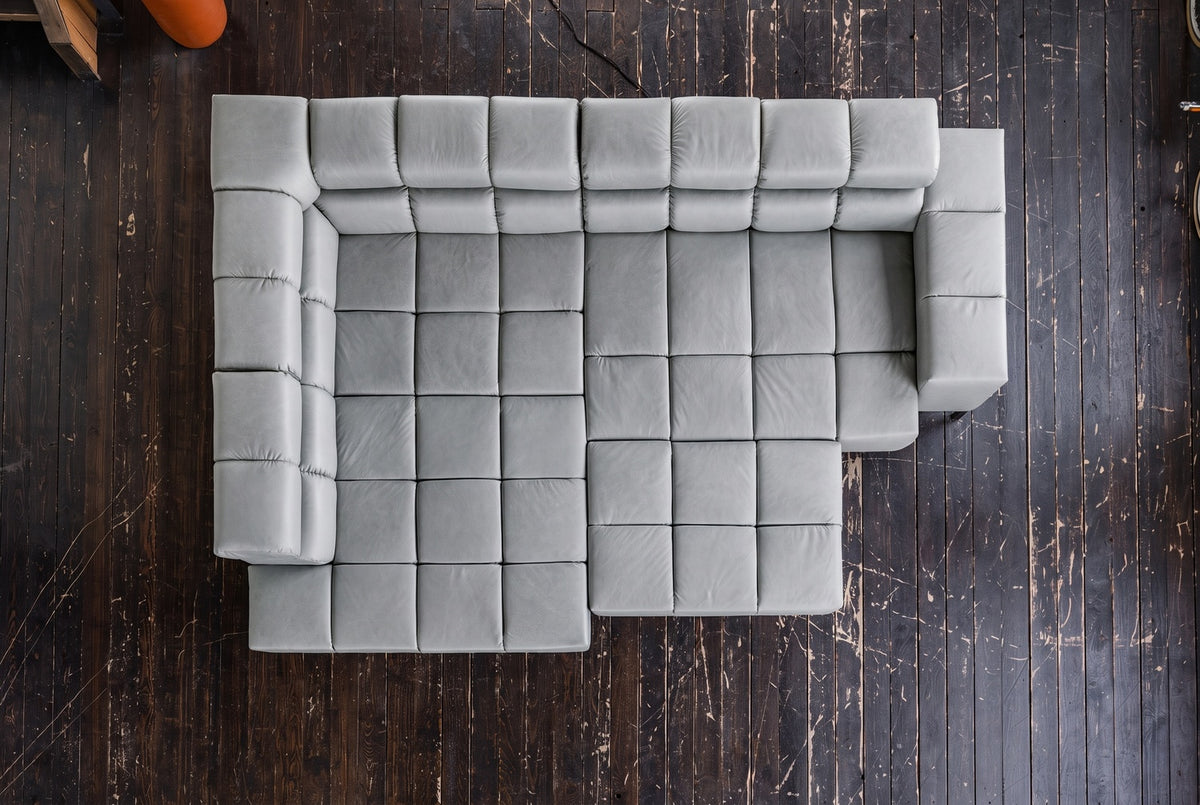 KAWOLA Sofa NELSON Ecksofa Leder hellgrau