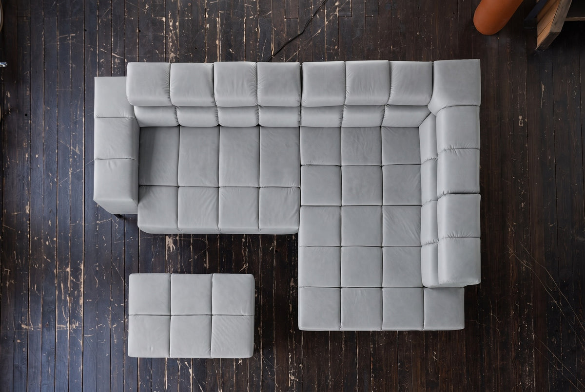 KAWOLA Sofa NELSON Ecksofa Leder hellgrau
