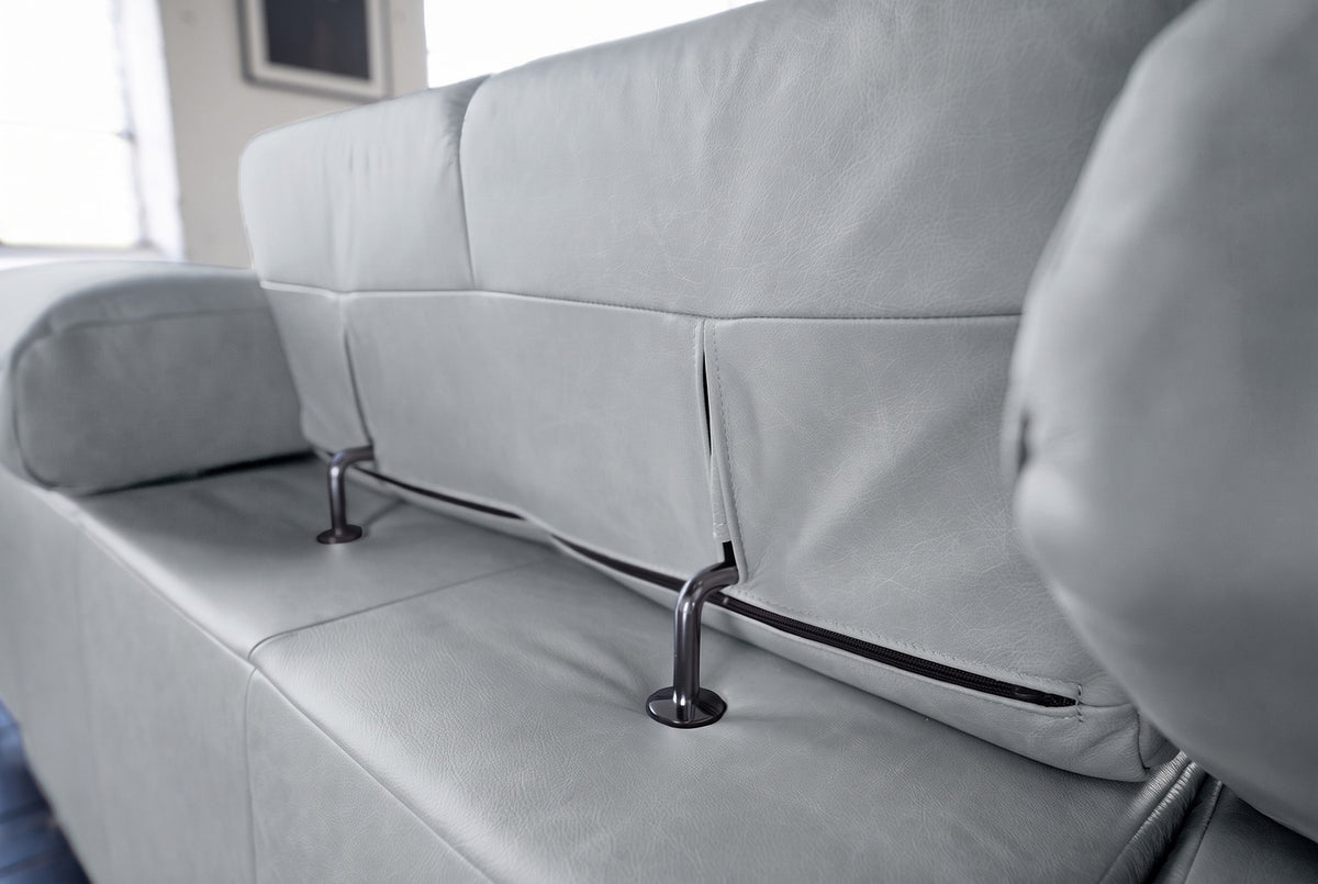 KAWOLA Sofa NELSON Ecksofa Leder hellgrau
