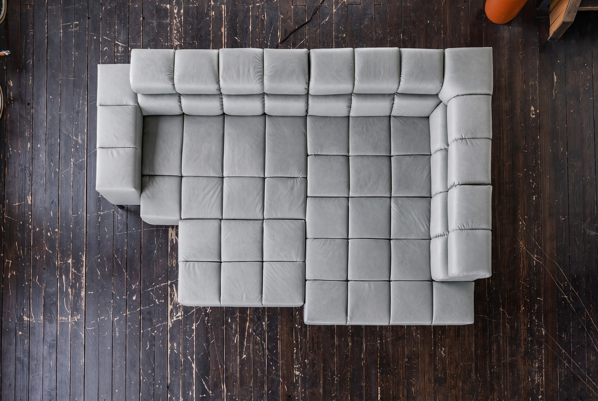 KAWOLA Sofa NELSON Ecksofa Leder hellgrau