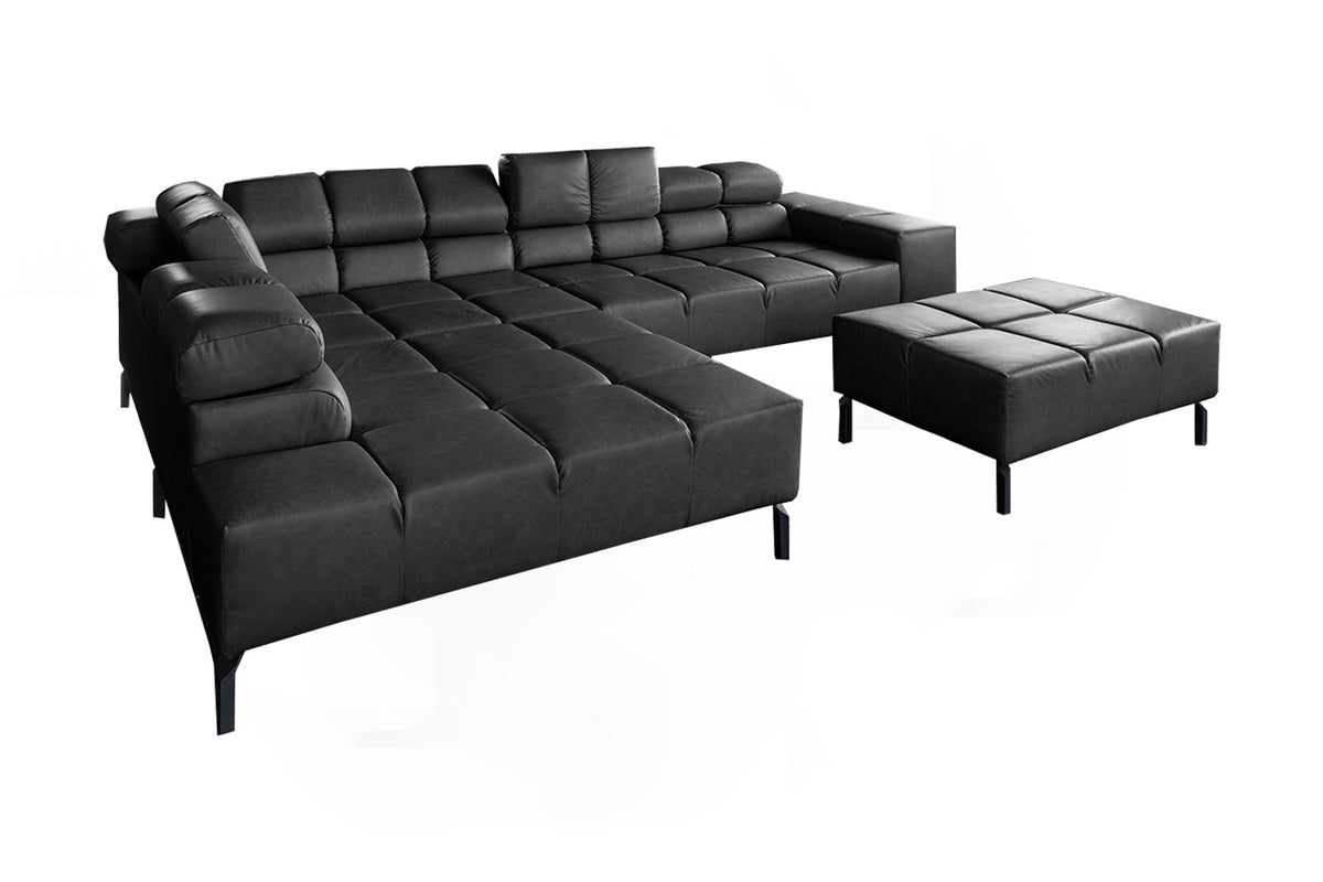KAWOLA Sofa NELSON Ecksofa Leder schwarz