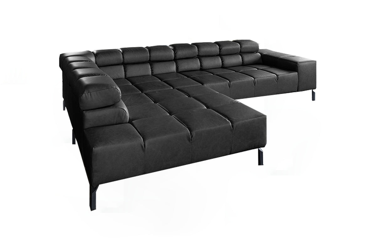 KAWOLA Sofa NELSON Ecksofa Leder schwarz