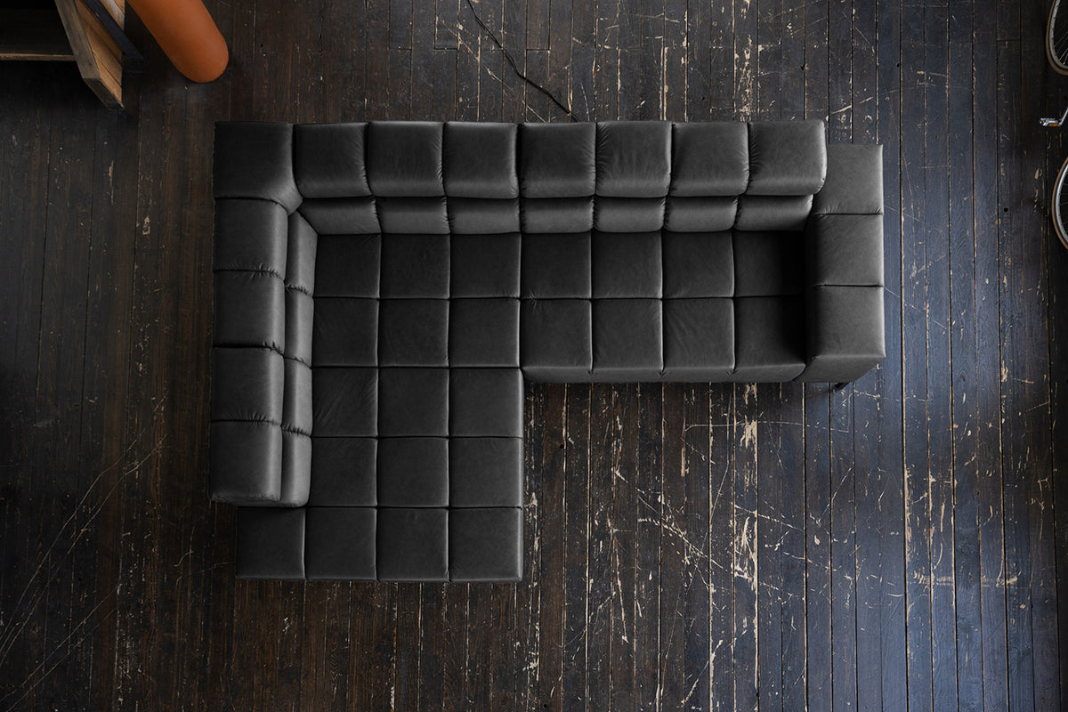 KAWOLA Sofa NELSON Ecksofa Leder schwarz