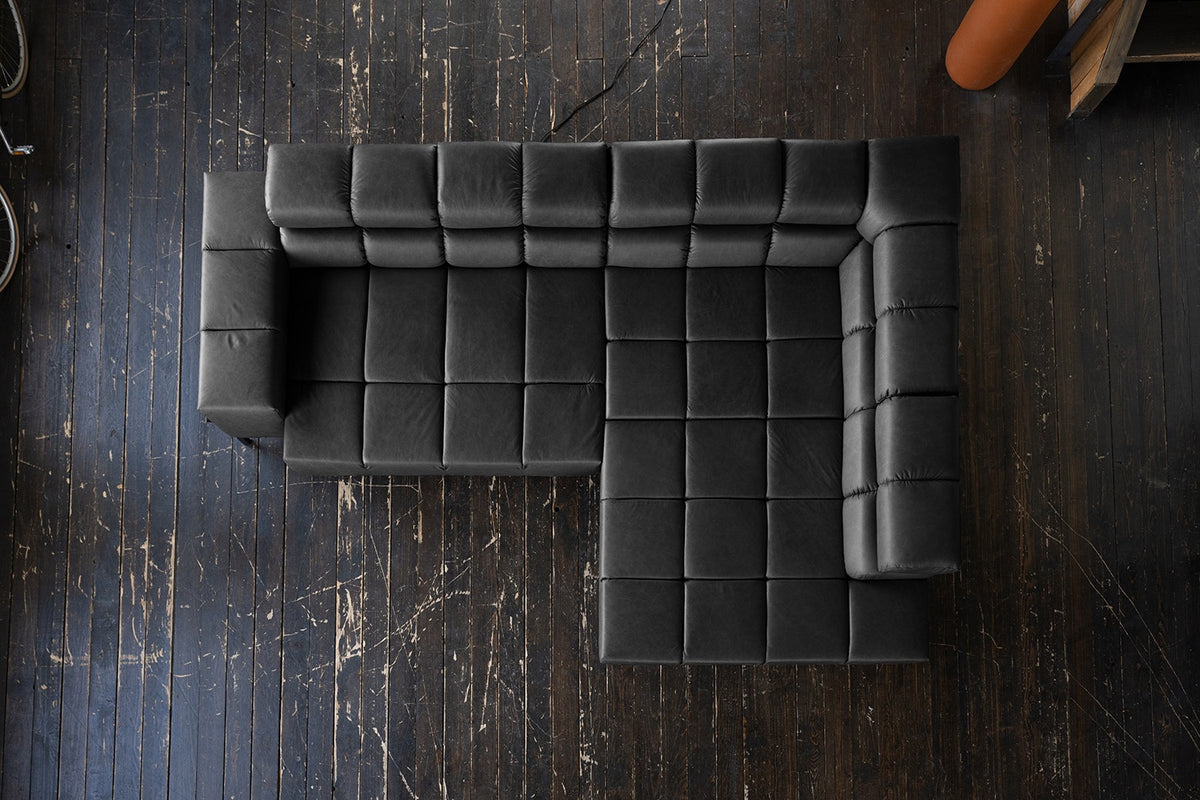 KAWOLA Sofa NELSON Ecksofa Leder schwarz