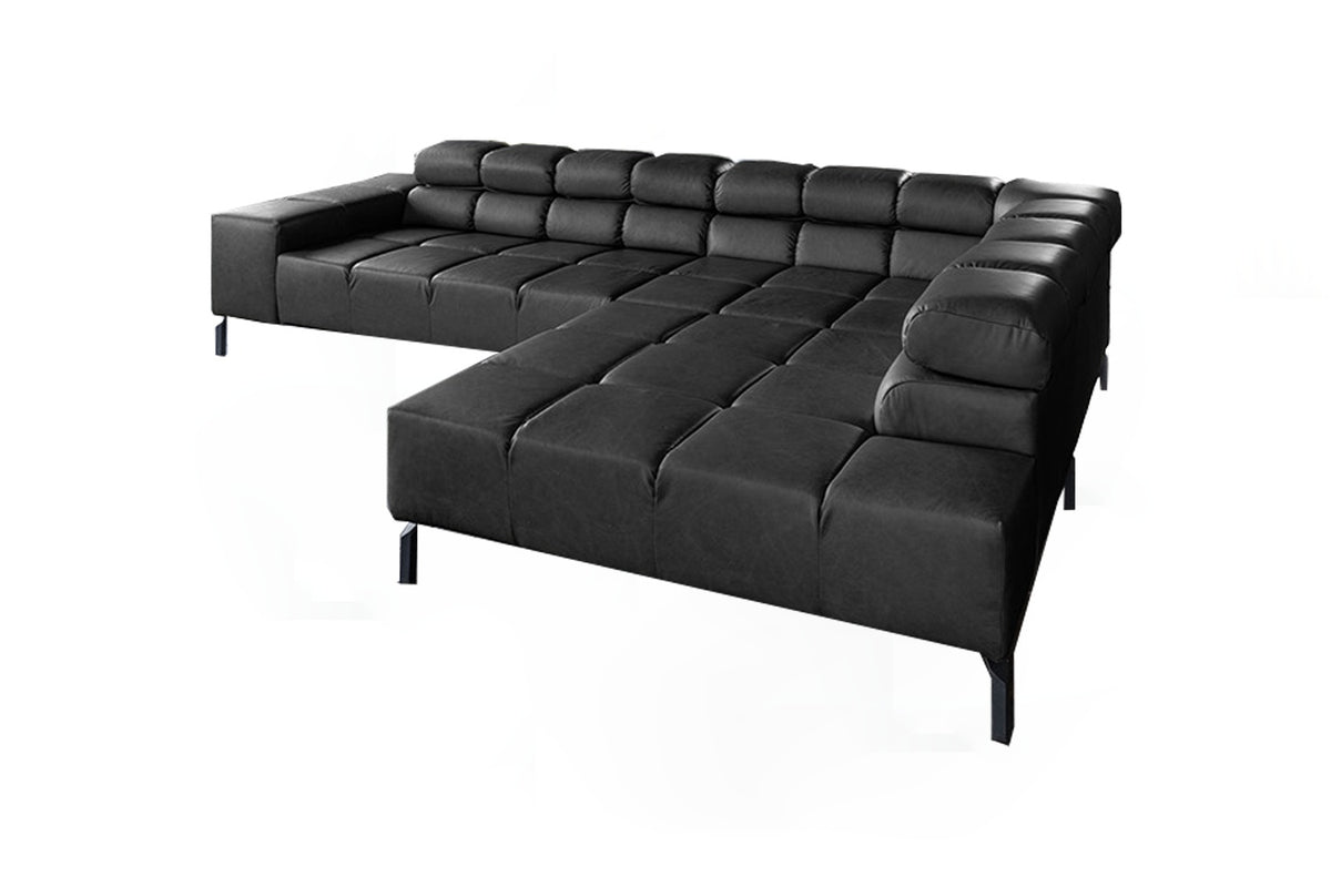 KAWOLA Sofa NELSON Ecksofa Leder schwarz
