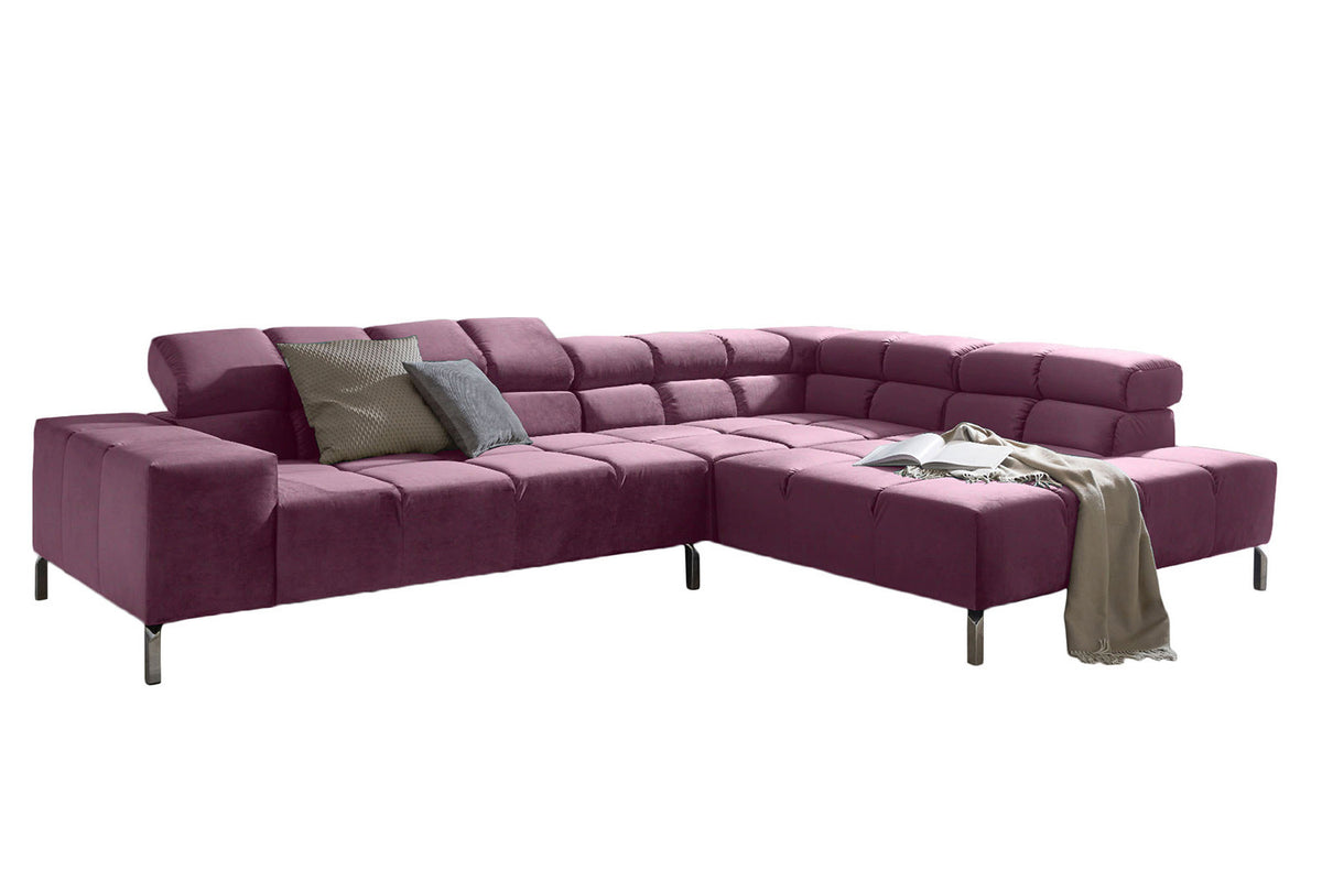 KAWOLA Sofa NELSON Ecksofa Velvet purple
