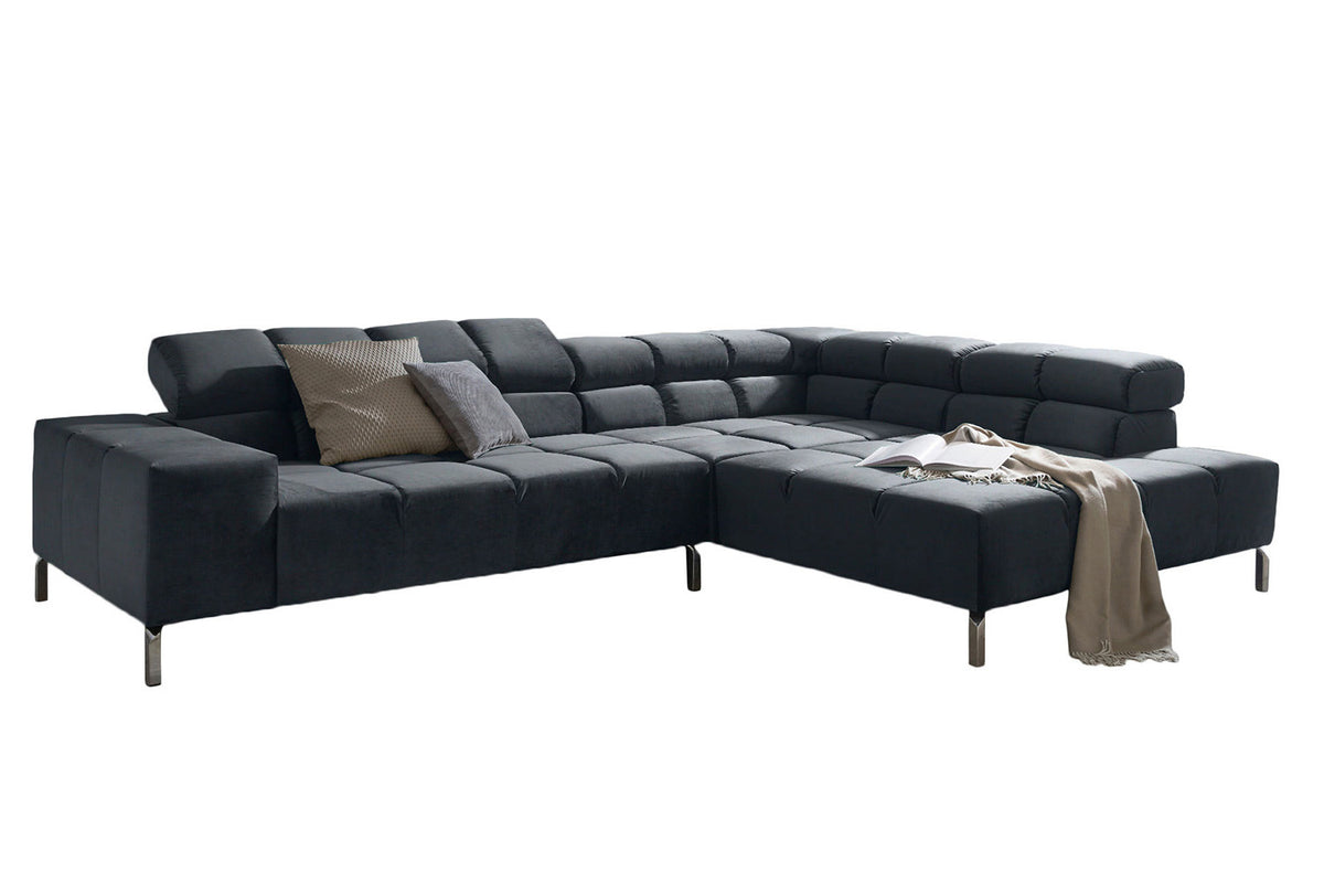 KAWOLA Sofa NELSON Ecksofa Velvet schwarz