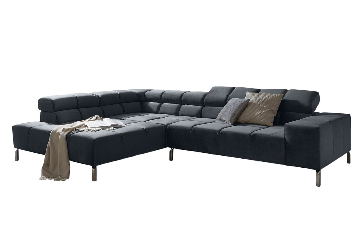 KAWOLA Sofa NELSON Ecksofa Velvet schwarz