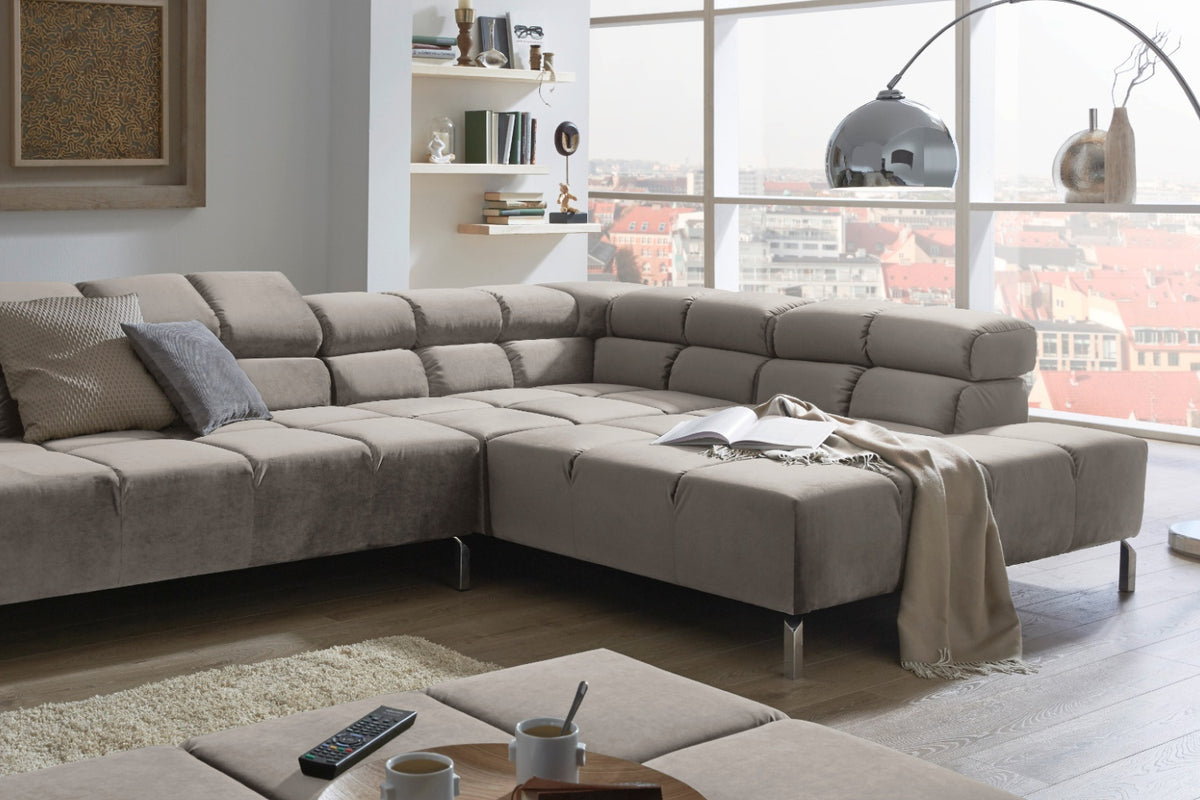 KAWOLA Sofa NELSON Ecksofa Velvet silber
