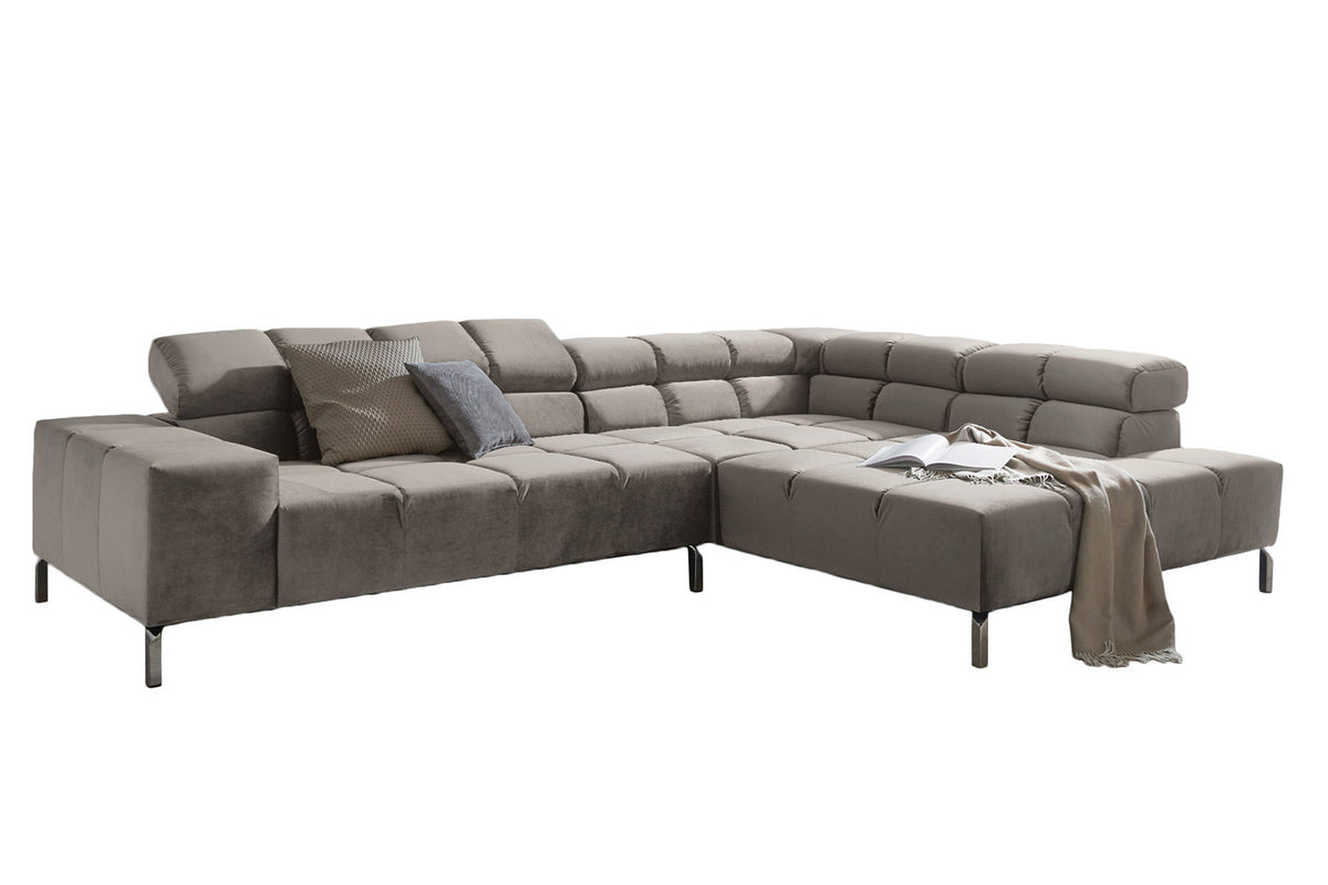 KAWOLA Sofa NELSON Ecksofa Velvet silber