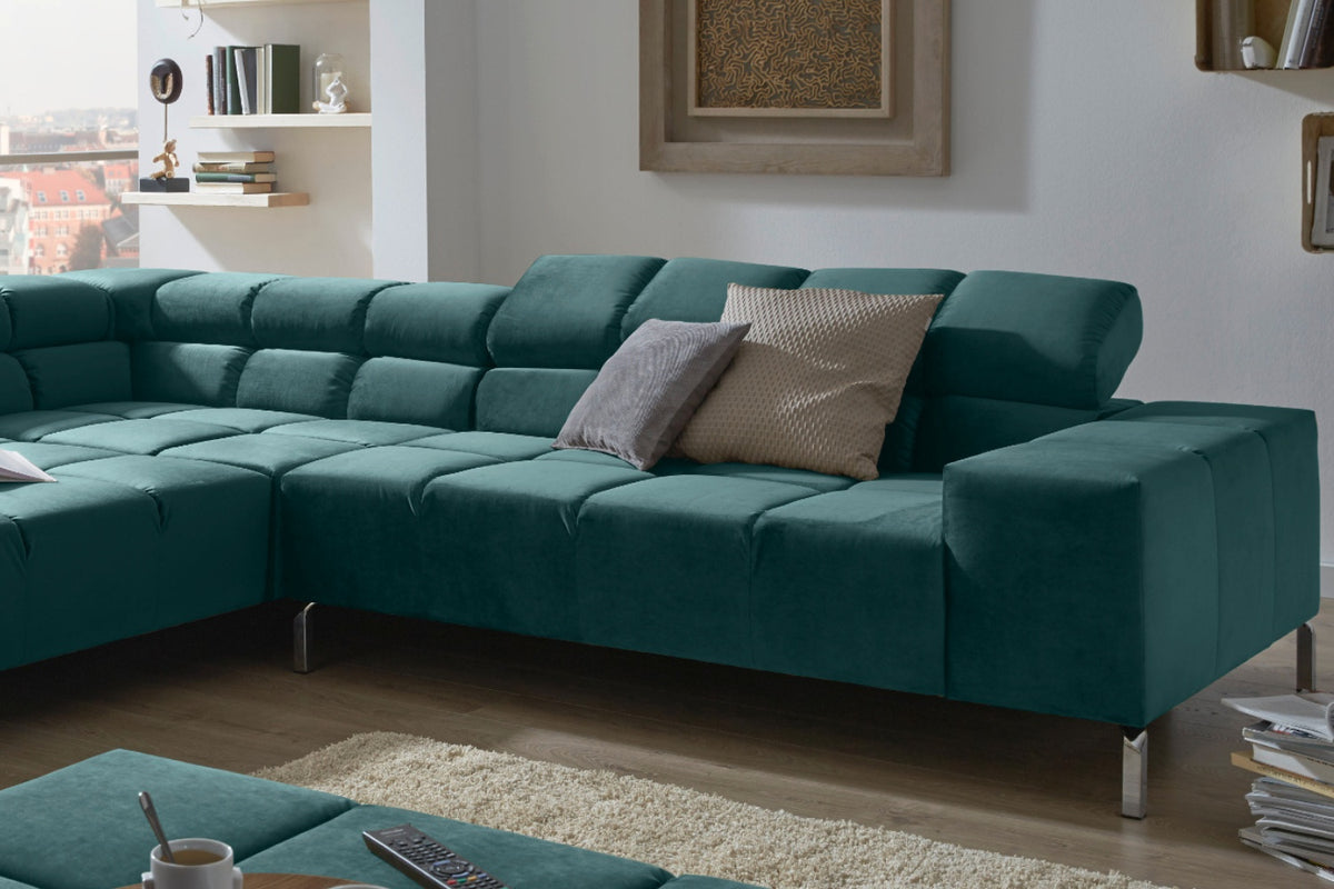 KAWOLA Sofa NELSON Ecksofa Velvet smaragd