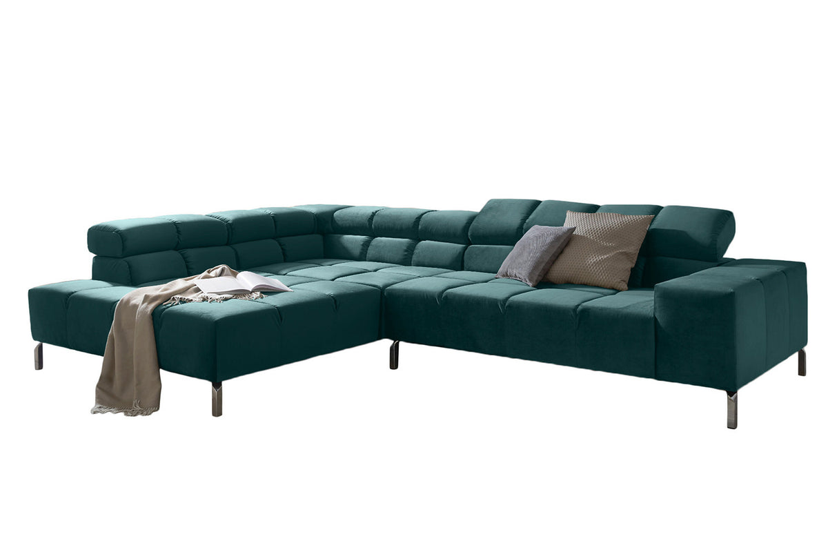 KAWOLA Sofa NELSON Ecksofa Velvet smaragd