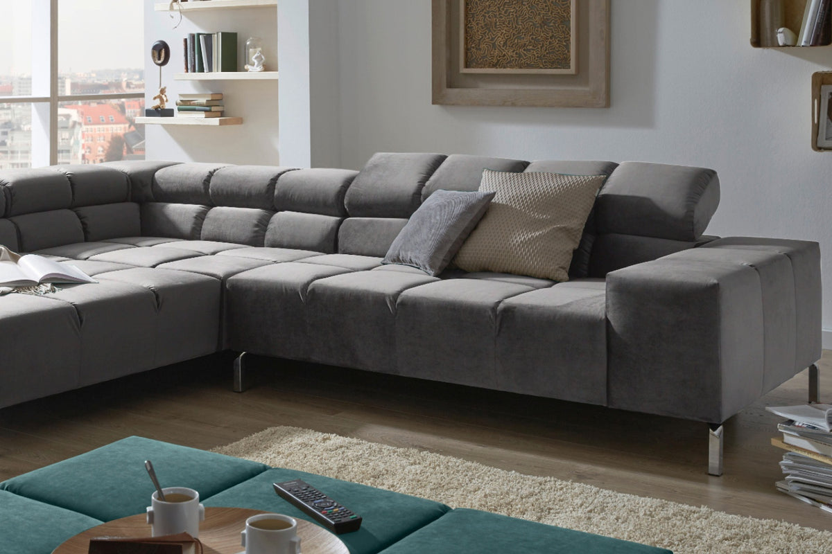 KAWOLA Sofa NELSON Ecksofa Velvet stone