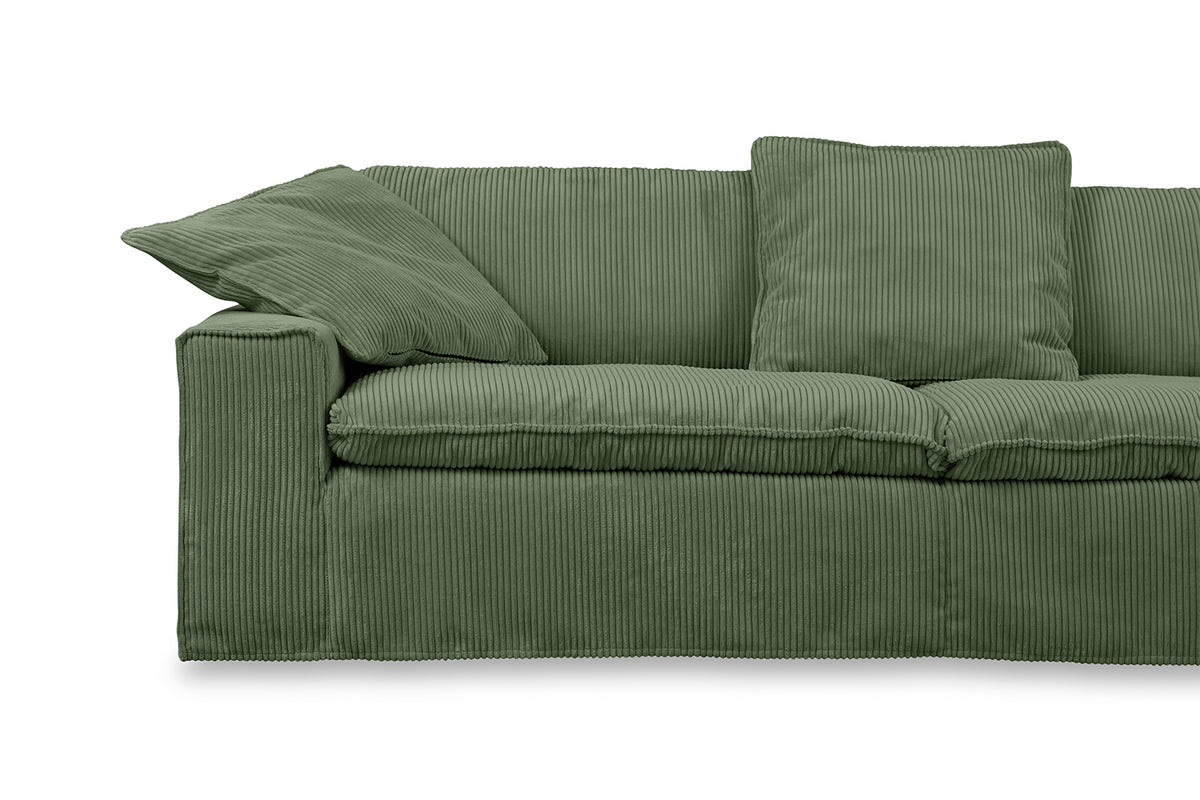 KAWOLA Sofa NETTA 4Sitzer Bezug abziehbar Cord moosgrün