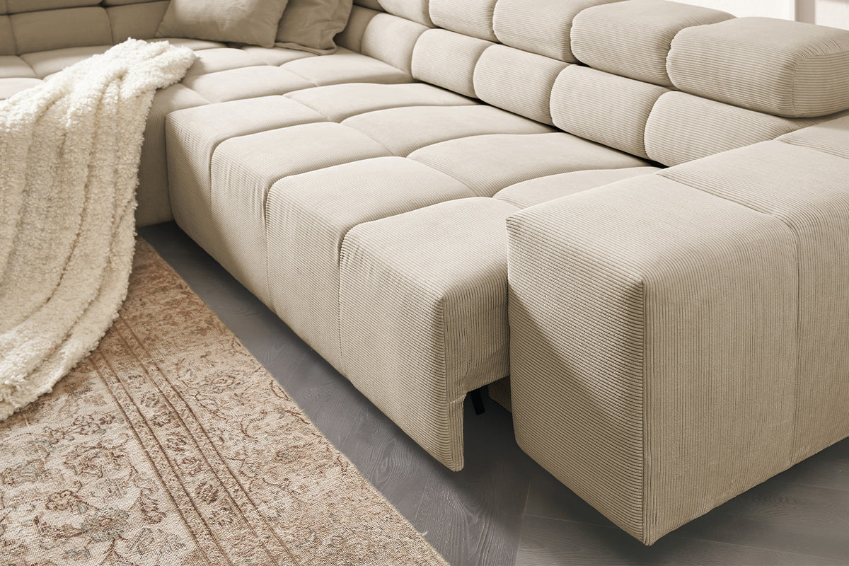 KAWOLA Sofa NEVADA Ecksofa Feincord beige