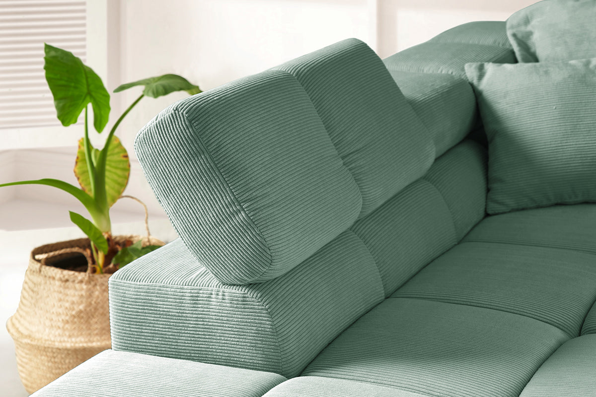 KAWOLA Sofa NEVADA Ecksofa Feincord grün