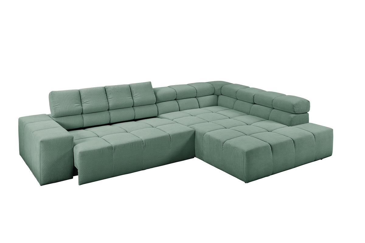 KAWOLA Sofa NEVADA Ecksofa Feincord grün