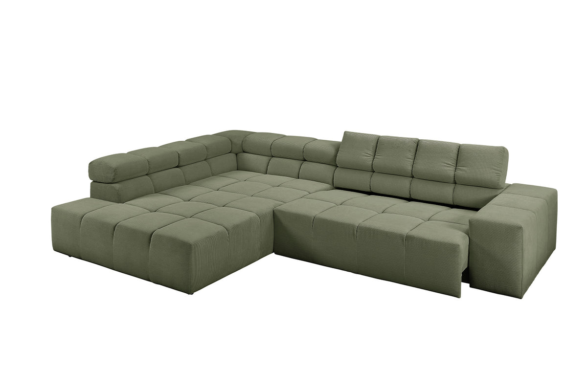 KAWOLA Sofa NEVADA Ecksofa Feincord olivgrün