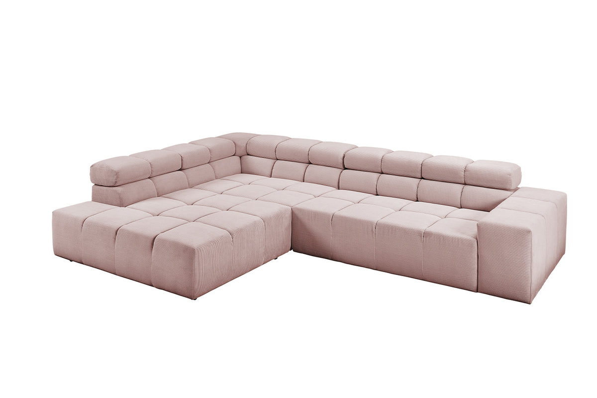 KAWOLA Sofa NEVADA Ecksofa Feincord rosa