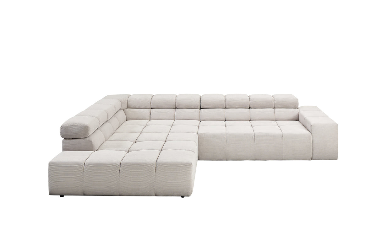KAWOLA Sofa NEVADA Ecksofa Feincord silber