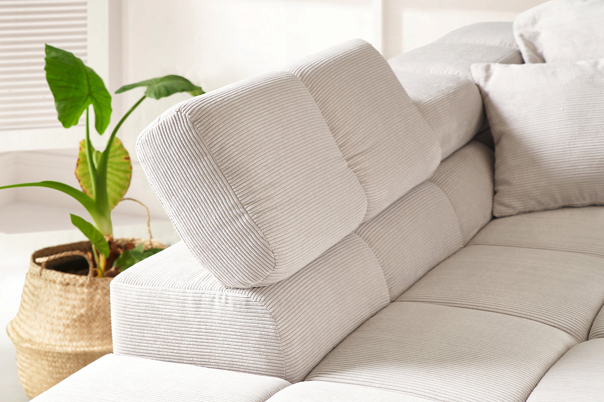 KAWOLA Sofa NEVADA Ecksofa Feincord silber