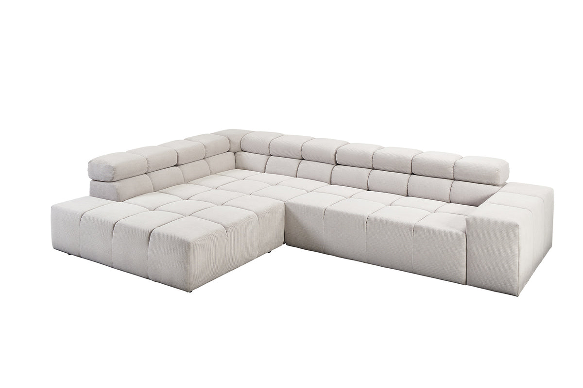 KAWOLA Sofa NEVADA Ecksofa Feincord silber