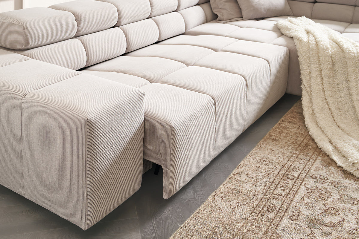 KAWOLA Sofa NEVADA Ecksofa Feincord silber