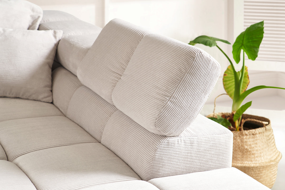 KAWOLA Sofa NEVADA Ecksofa Feincord silber