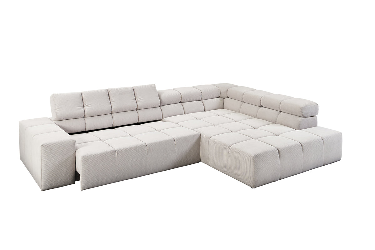 KAWOLA Sofa NEVADA Ecksofa Feincord silber