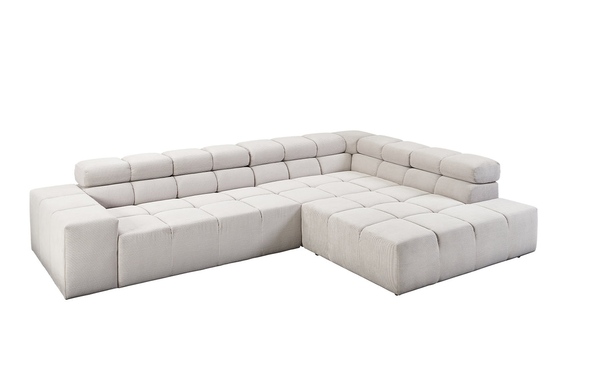 KAWOLA Sofa NEVADA Ecksofa Feincord silber