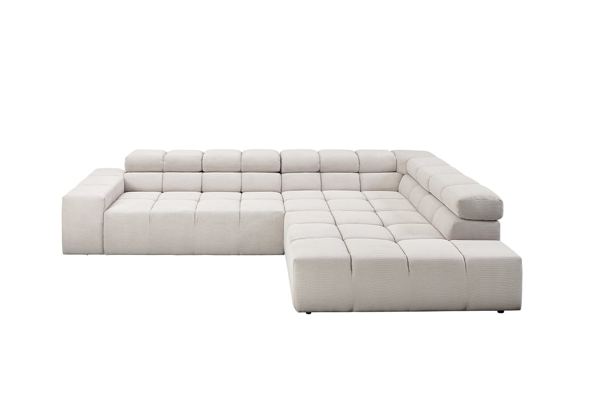 KAWOLA Sofa NEVADA Ecksofa Feincord silber
