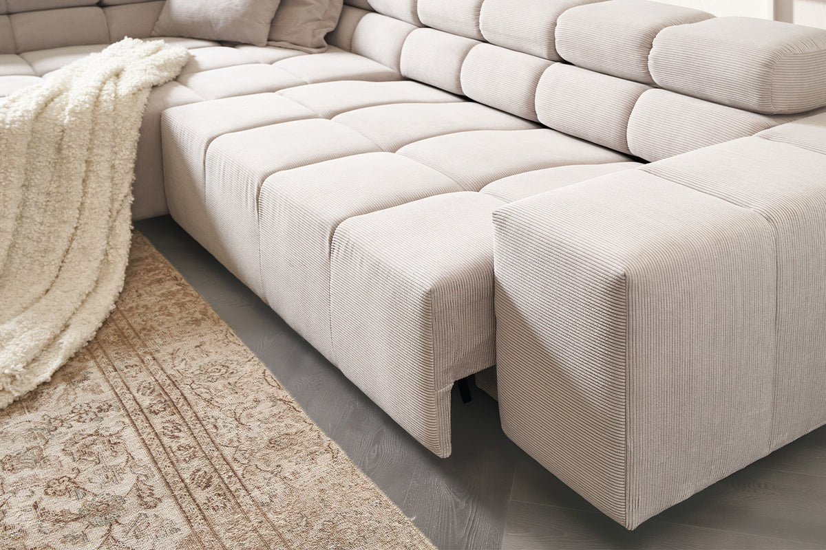 KAWOLA Sofa NEVADA Ecksofa Feincord silber