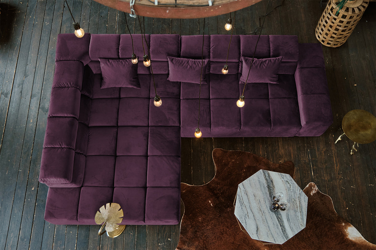 KAWOLA Sofa NEVADA Ecksofa Velvet purple