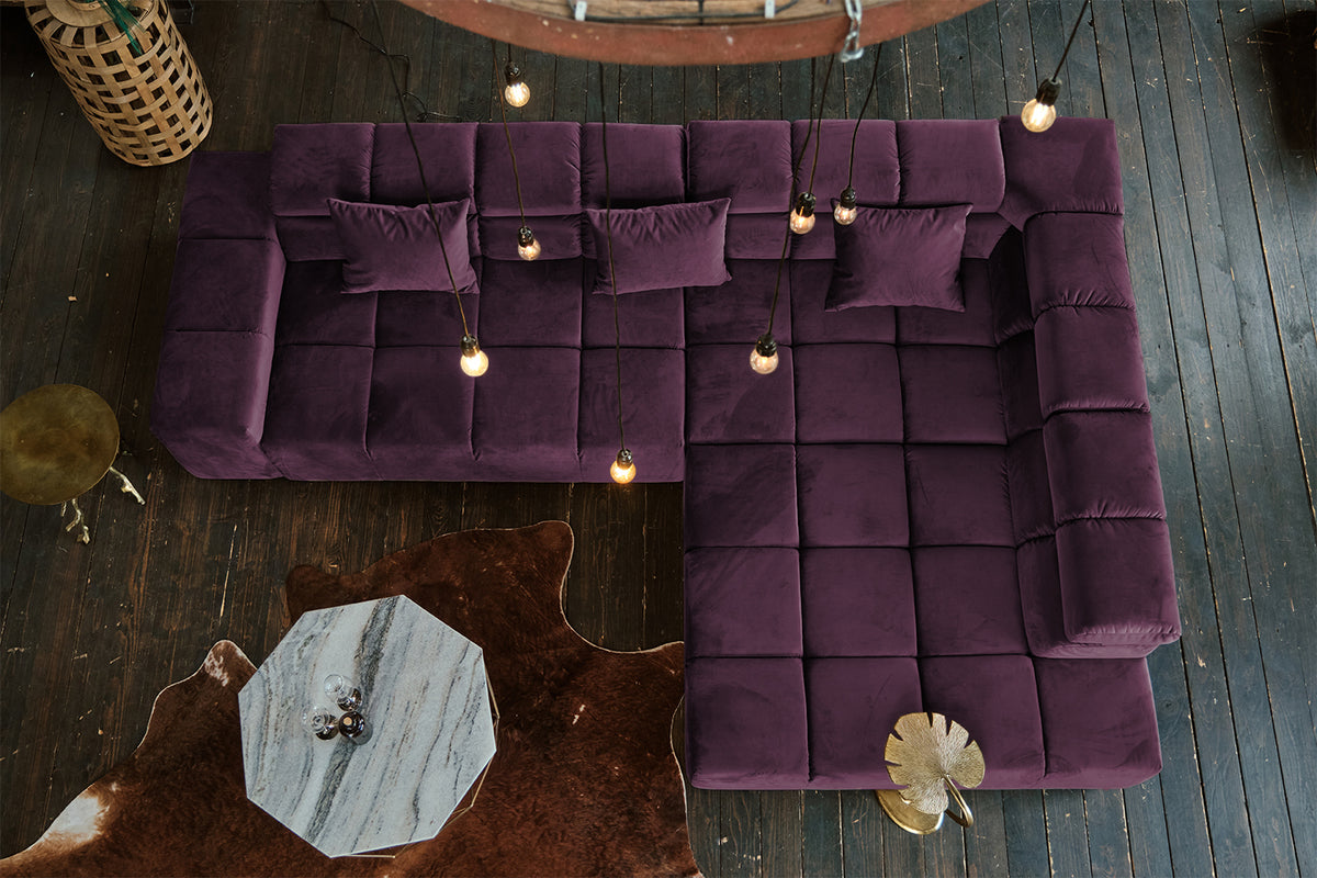 KAWOLA Sofa NEVADA Ecksofa Velvet purple