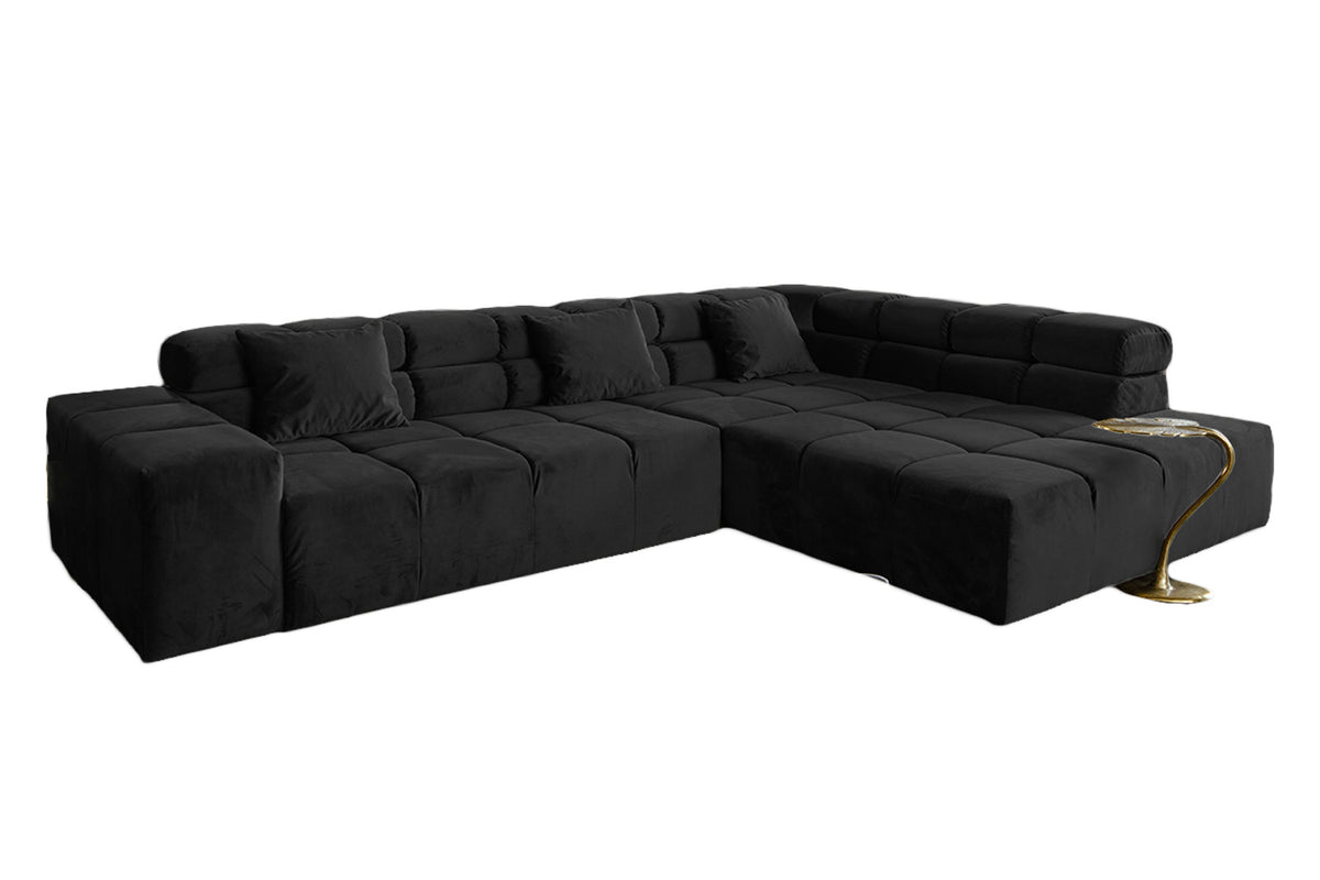 KAWOLA Sofa NEVADA Ecksofa Velvet schwarz
