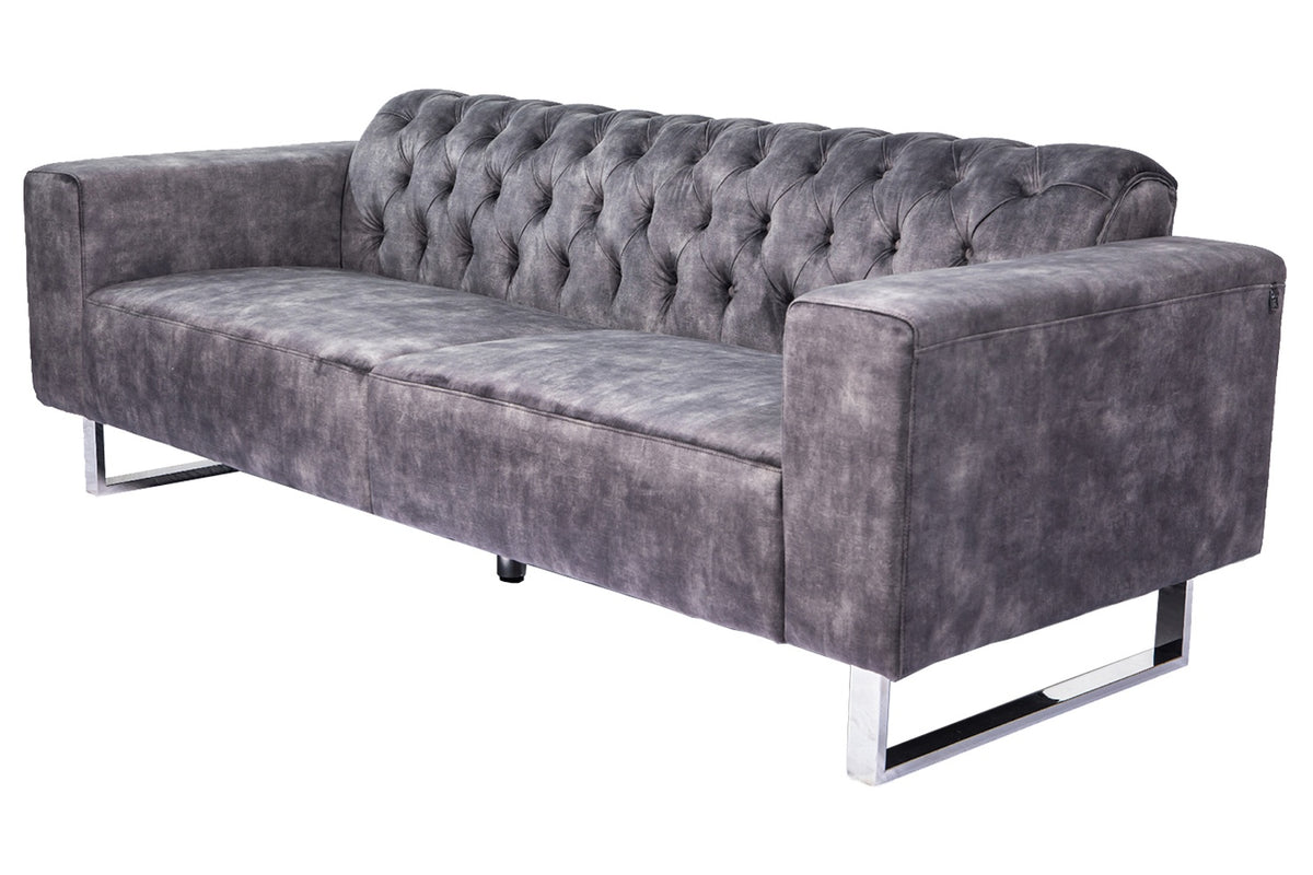 KAWOLA Sofa NILO 3-Sitzer Velvet Vintage anthrazit