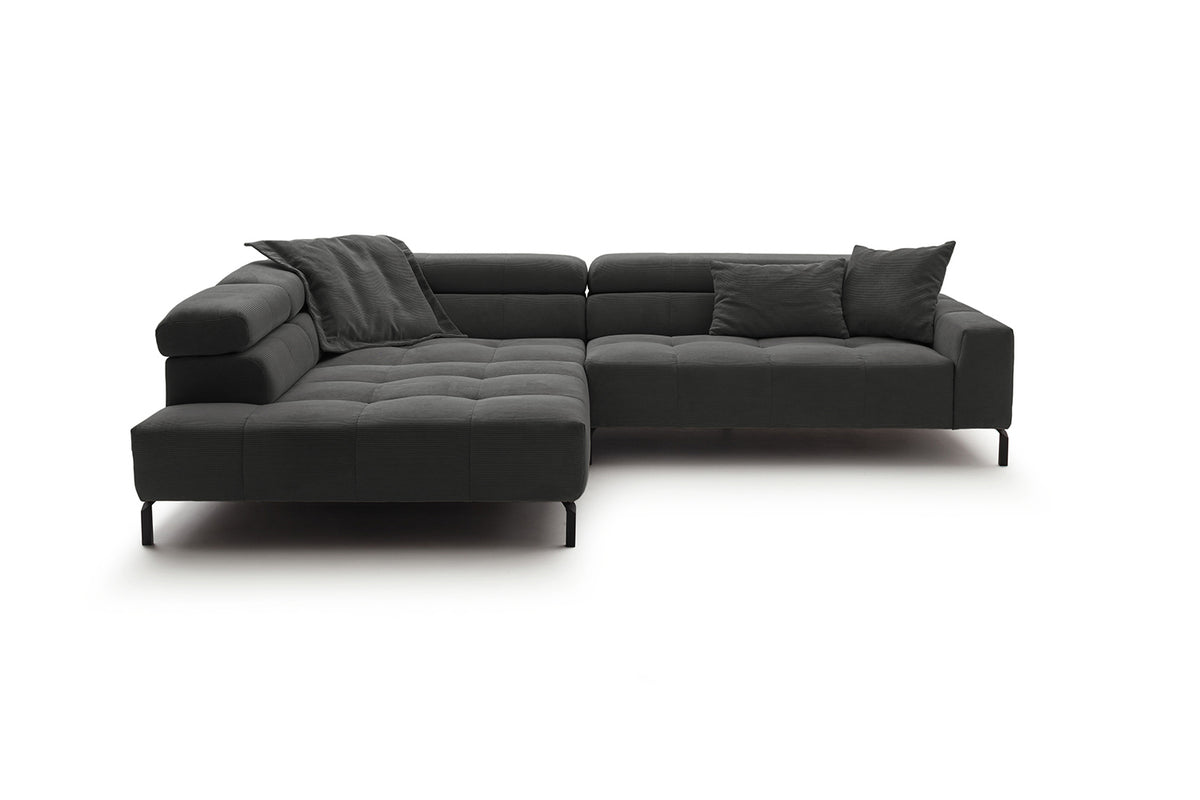 KAWOLA Sofa OHIO Ecksofa Feincord anthrazit