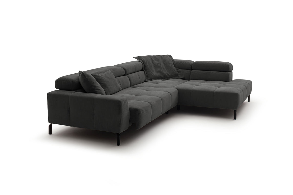KAWOLA Sofa OHIO Ecksofa Feincord anthrazit