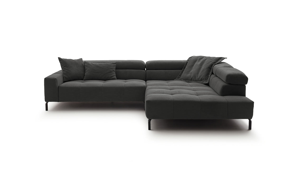 KAWOLA Sofa OHIO Ecksofa Feincord anthrazit