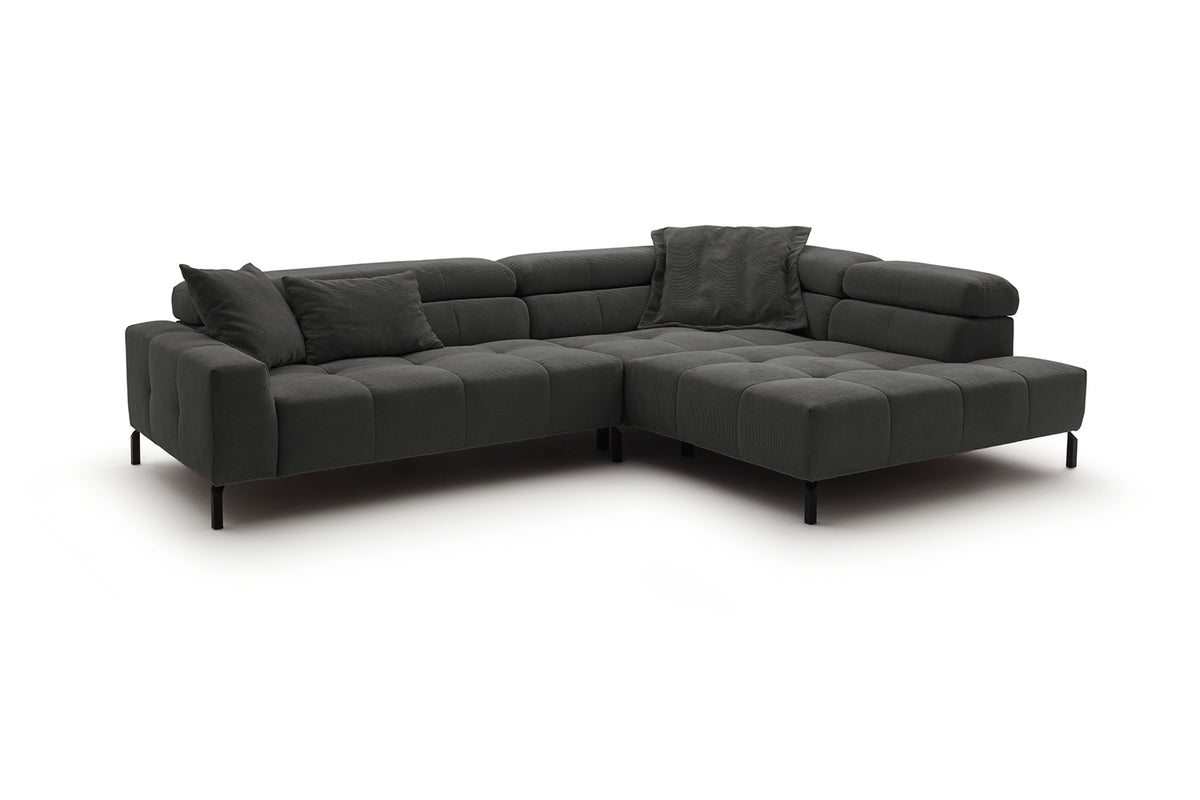 KAWOLA Sofa OHIO Ecksofa Feincord anthrazit