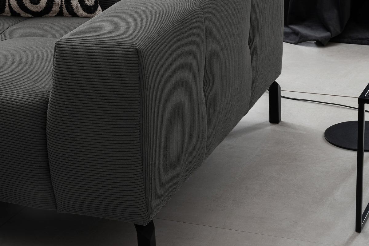 KAWOLA Sofa OHIO Ecksofa Feincord anthrazit