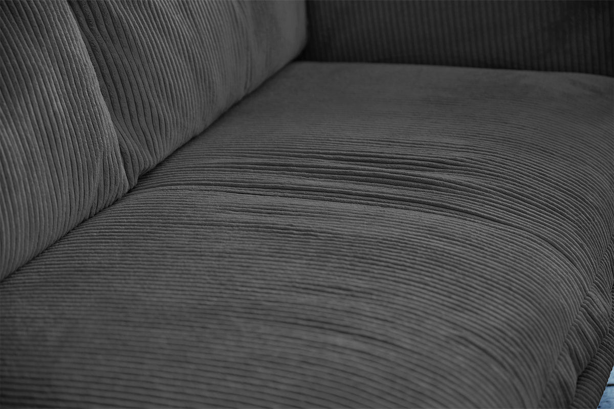 KAWOLA Sofa QUENYA Ecksofa Cord dunkelgrau / Velvet silber