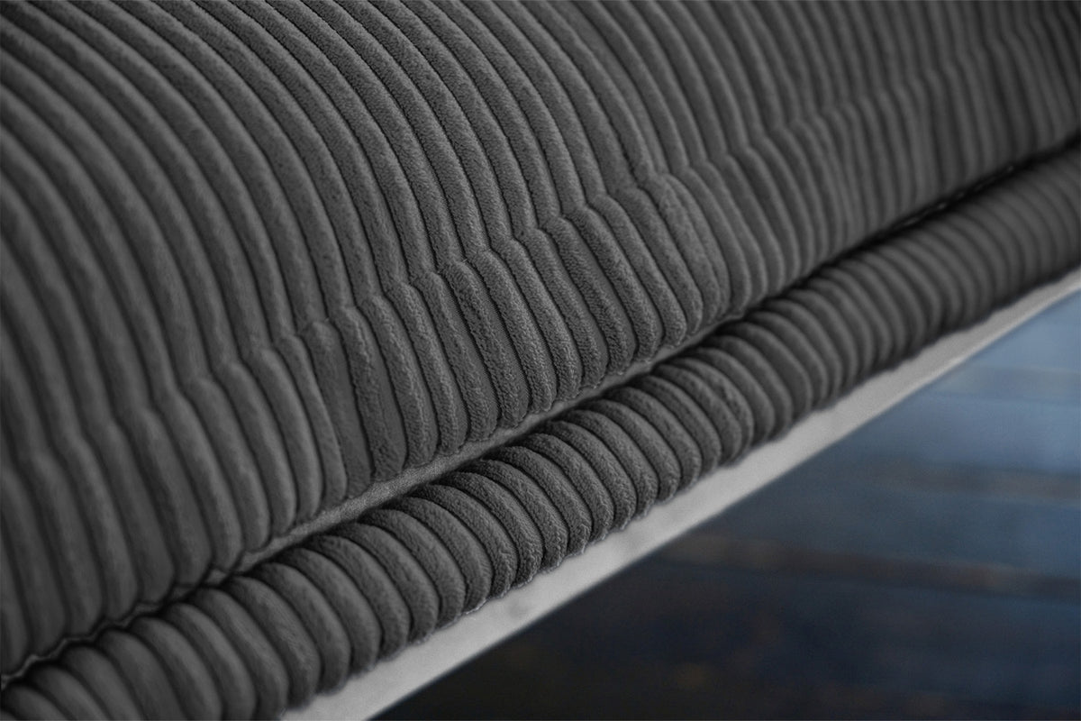 KAWOLA Sofa QUENYA Ecksofa Cord dunkelgrau / Velvet silber